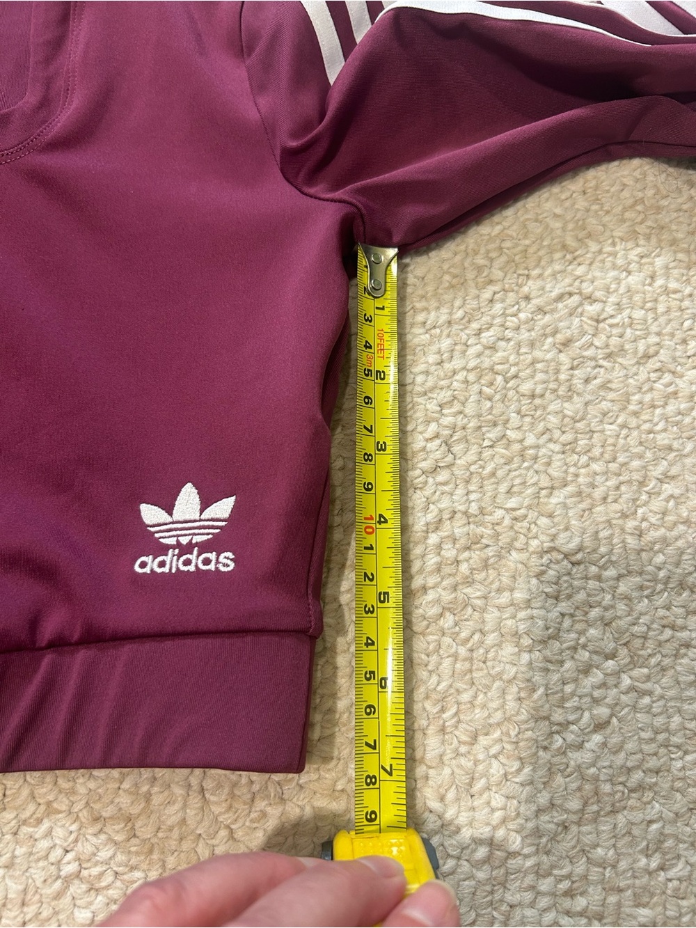 Adidas Originals Adicolor Classics long-sleeve crop burgundy square neck Medium - Picture 14 of 14